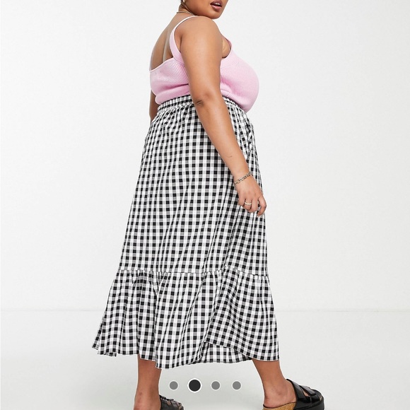 ASOS Curve Tiered Midi Skirt in Gingham NWOT - Picture 4 of 6